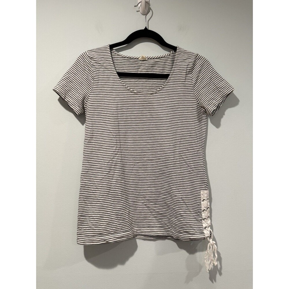 J Crew Striped Top Women XS Nautical Side Drawstring Tie Vacation Travel Coastal